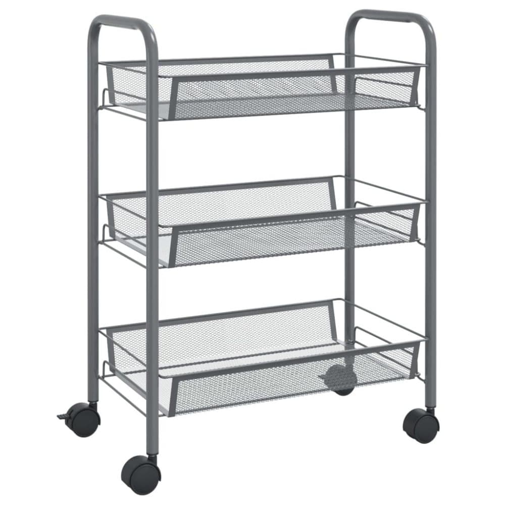 vidaXL Rullvagn 3 våningar grå 46x26x64 cm järn