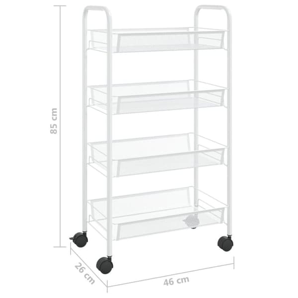 vidaXL Rullvagn 4 våningar vit 46x26x85 cm järn