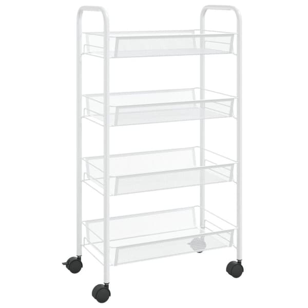 vidaXL Rullvagn 4 våningar vit 46x26x85 cm järn