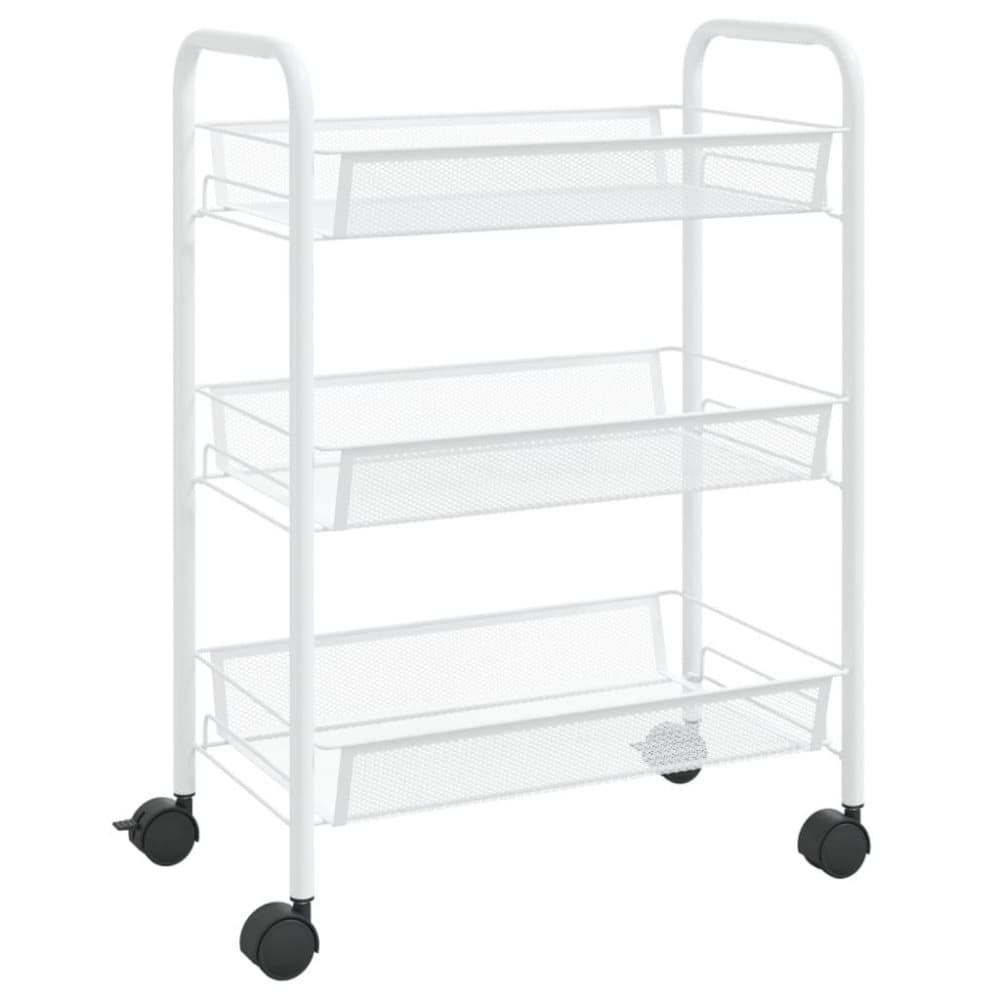 vidaXL Rullvagn 3 våningar vit 46x26x64 cm järn