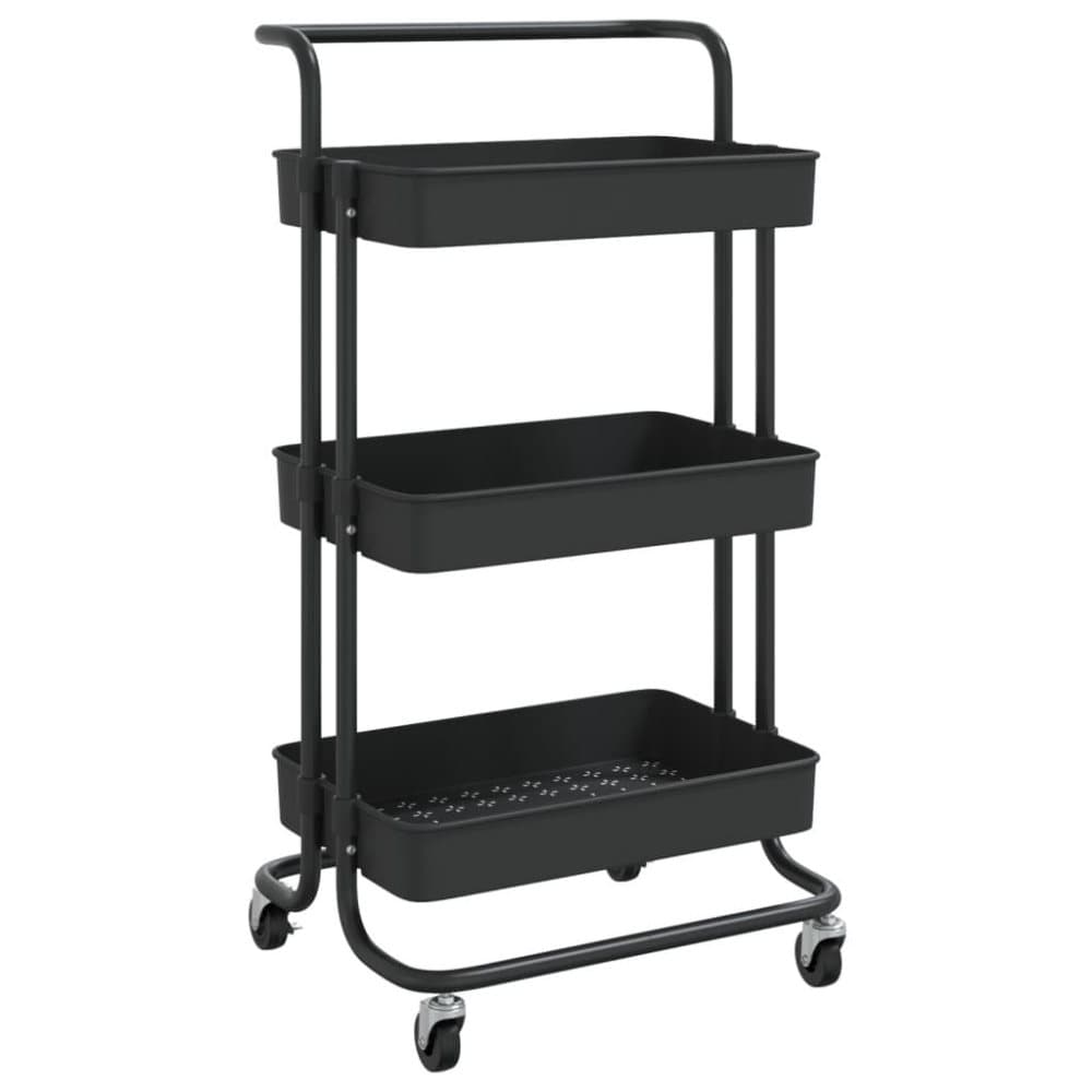 vidaXL Rullvagn 3 våningar svart 42x25x83,5 cm järn och ABS