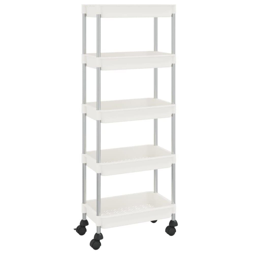 vidaXL Rullvagn 5 våningar vit 40x22x116 cm järn och ABS