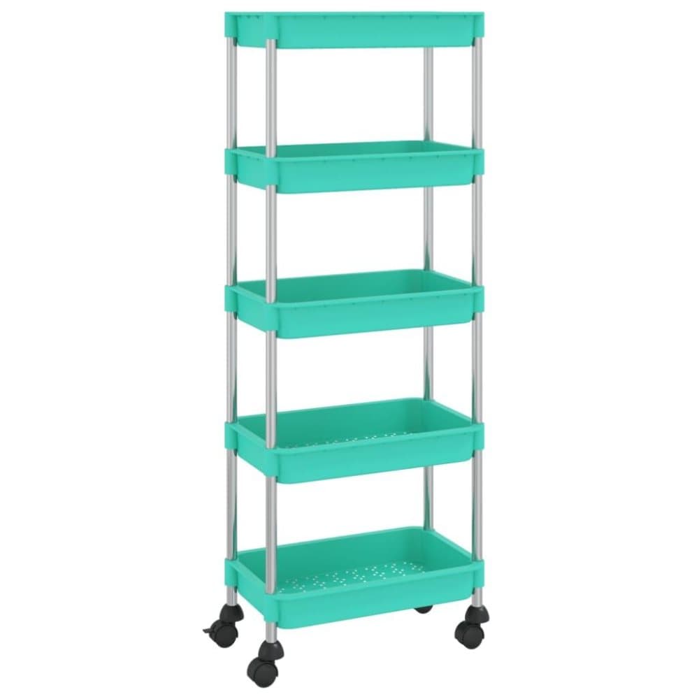 vidaXL Rullvagn 5 våningar turkos 40x22x116 cm järn och ABS