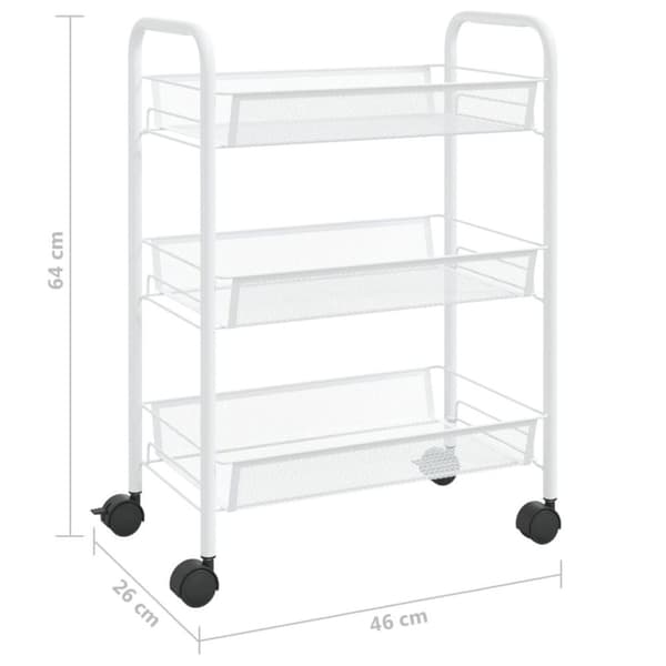 vidaXL køkkenvogn med 3 hylder 46x26x64 cm jern hvid