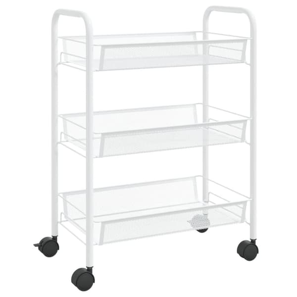 vidaXL køkkenvogn med 3 hylder 46x26x64 cm jern hvid