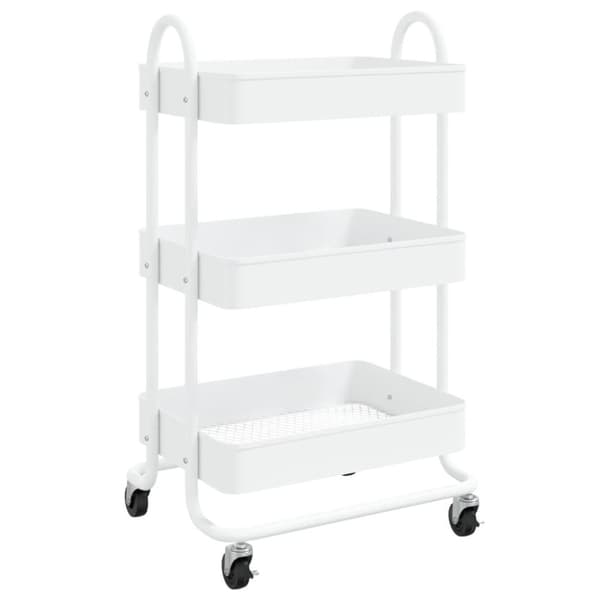 vidaXL Rullvagn 3 våningar vit 43x34x79 cm stål