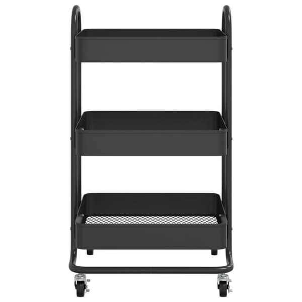 vidaXL Rullvagn 3 våningar svart 43x34x79 cm stål