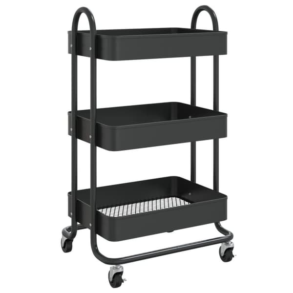 vidaXL Kjøkkentralle 3 etasjer svart 43x34x79 cm jern