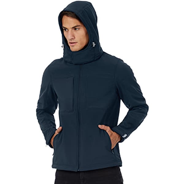 B&C Mens Hooded Softshell andningsbar, vattentät och vindtät jacka (fleecefoder)