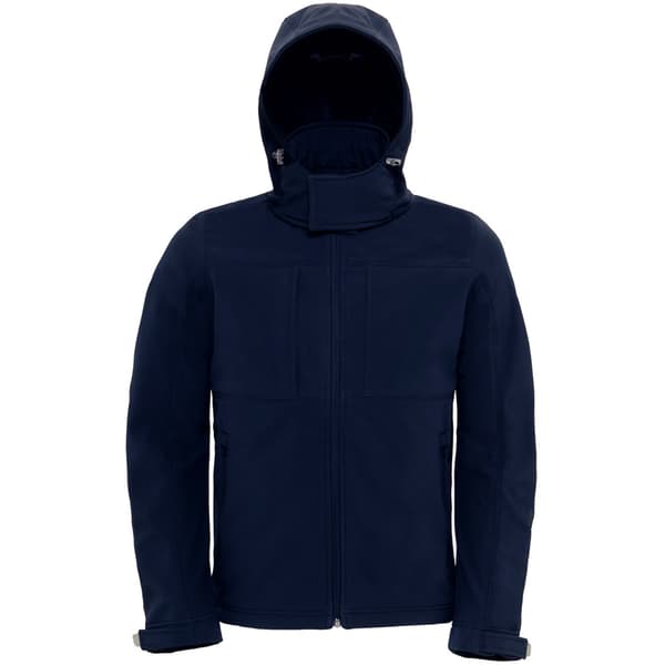B&C Mens Hooded Softshell andningsbar, vattentät och vindtät jacka (fleecefoder)