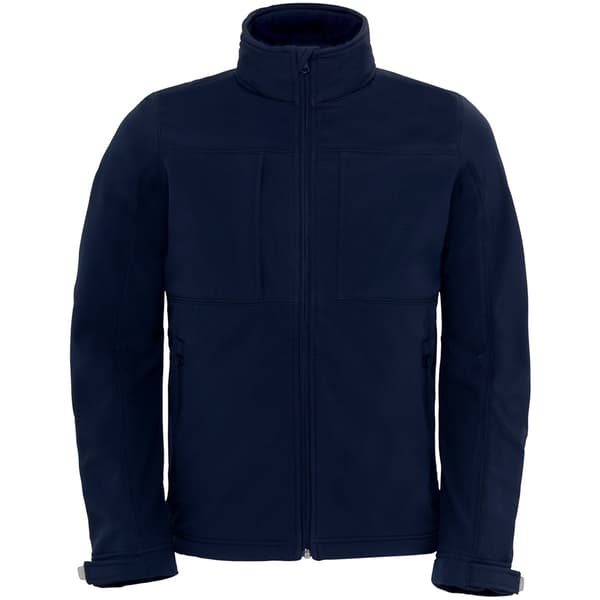 B&C Mens Hooded Softshell andningsbar, vattentät och vindtät jacka (fleecefoder) Navy Blue L