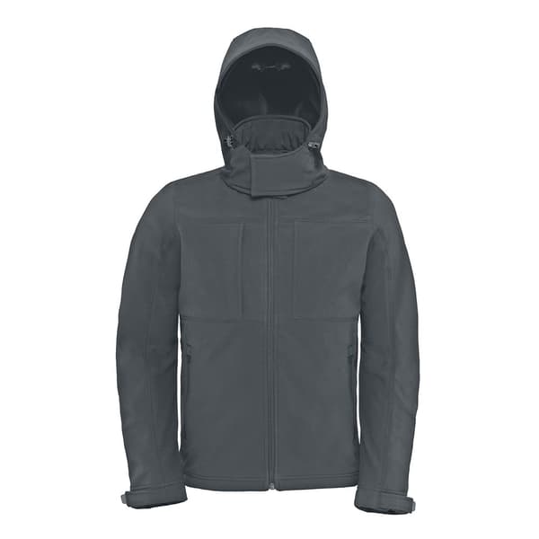B&C Mens Hooded Softshell andningsbar, vattentät och vindtät jacka (fleecefoder)