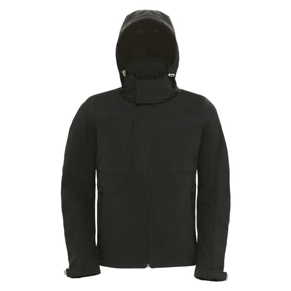 B&C Mens Hooded Softshell andningsbar, vattentät och vindtät jacka (fleecefoder)