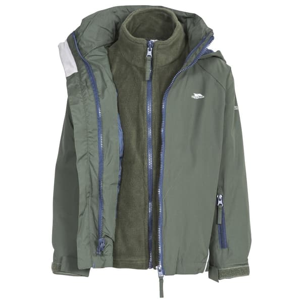 Trespass Barn/Kids Rockcliff Waterproof 3-In-1 Jacket Thyme 3-4 Years
