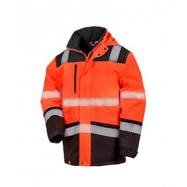 Result Adults Unisex Safe-Guard Safety Soft Shell Jacket Fluorescent Orange/Black 3XL
