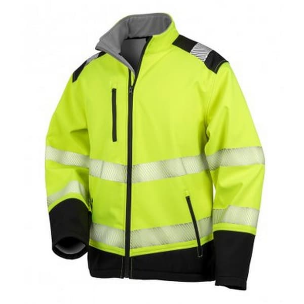 Result Vuxna Unisex Safe-Guard Ripstop Safety Soft Shell Jacket Fluorescent Yellow/Black 3XL