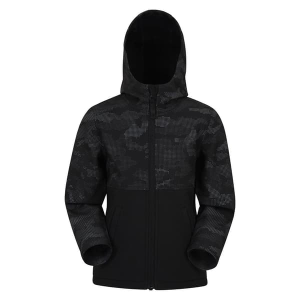 Mountain Warehouse Childrens/Kids Exodus Camo Soft Shell Jacket Black 3-4 Years