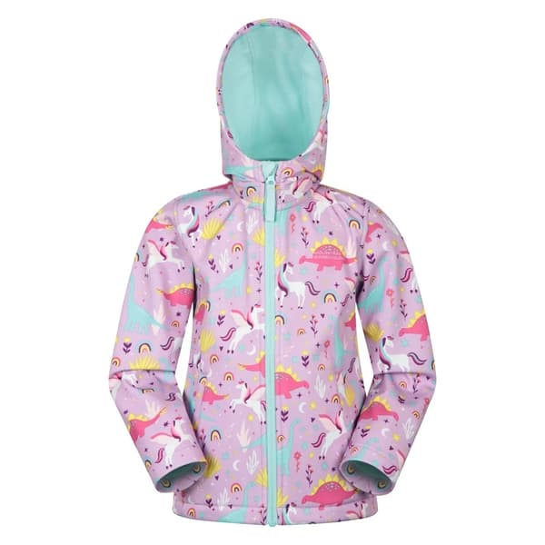 Mountain Warehouse Childrens/Kids Exodus Unicorn Wind Resistant Soft Shell Jacket Pink/Blue 7-8 Years