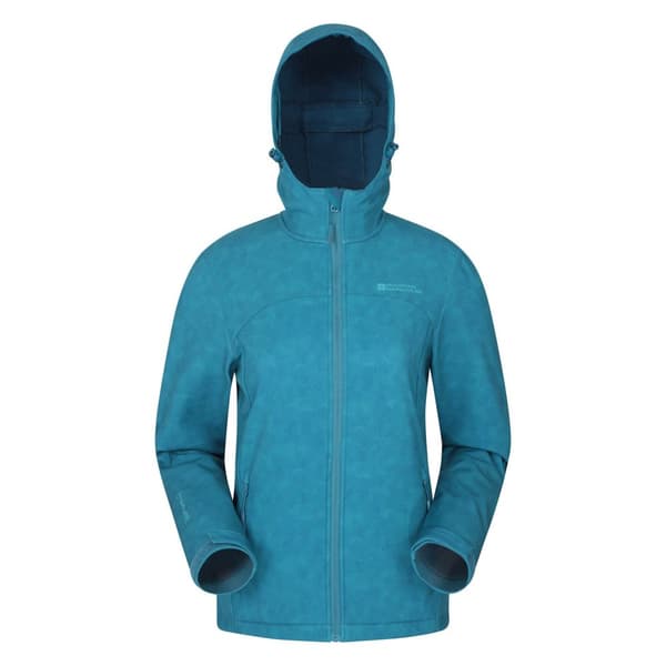 Mountain Warehouse Womens/Ladies Exodus Printed Water Resistant Soft Shell Jacket Teal 4 UK