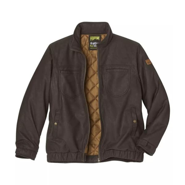 Atlas For Men Mens Quilted Faux Suede Water Repellent Jacket Brown XXL