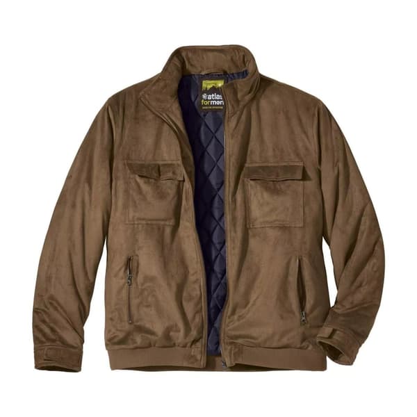 Atlas For Men Mens Faux Suede Water Repellent Jacket Light Brown L