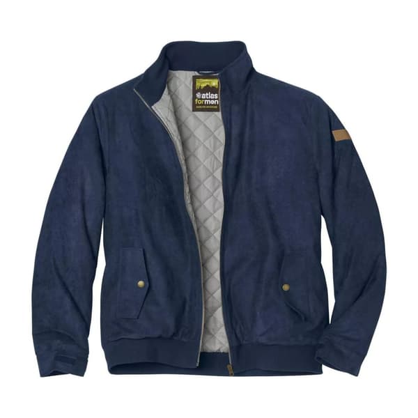 Atlas For Men Mens Zip Faux Suede Water Repellent Jacket Navy 4XL