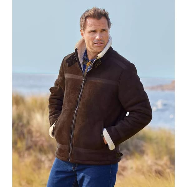 Atlas For Men Mens Faux Suede Sherpa Lined Jacket