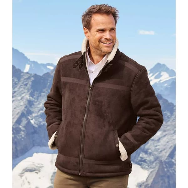 Atlas For Men Mens Faux Suede Sherpa Lined Jacket