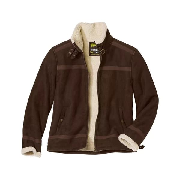 Atlas For Men Mens Faux Suede Sherpa Lined Jacket Brown XXL