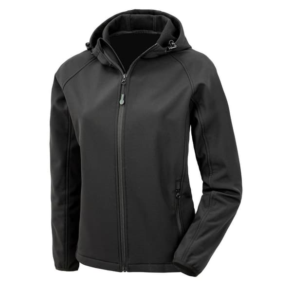 Result Genuine Recycled Womens/Ladies Hooded 3 Layer Printable Soft Shell Jacket