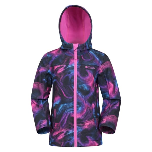Mountain Warehouse Exodus II Marble Effect - vattenavvisande jacka i mjukt skal för barn/unga Magenta Purple 3-4 Years