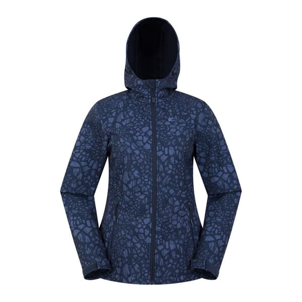 Mountain Warehouse Womens/Ladies Exodus Abstract Water Resistant Soft Shell Jacket Dark Blue 12 UK