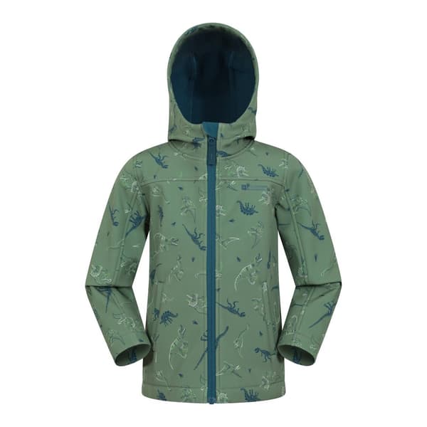 Mountain Warehouse Exodus II Dinosaurs - vattenavvisande jacka med mjukt skal för barn/unga Green 5-6 Years