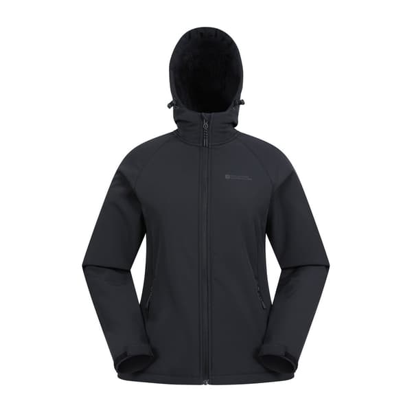 Mountain Warehouse Womens/Ladies Arctic Faux Fur Lined Water Resistant Soft Shell Jacket Jet Black 14 UK