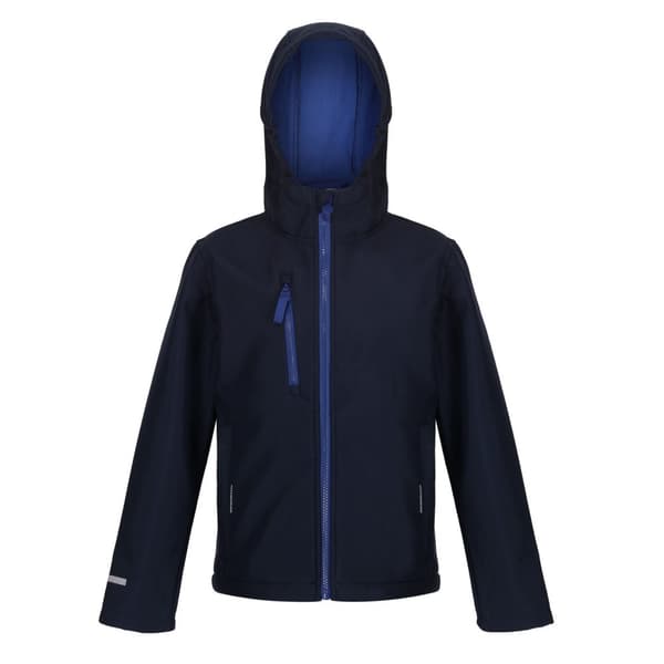 Regatta Ablaze 3 Layer Hooded Soft Shell-jacka för barn/ungdomar Navy/Royal Blue 9-10 Years
