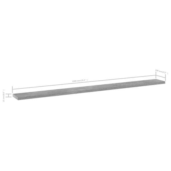 vidaXL boghylder 4 stk. 100x10x1,5 cm spånplade betongrå