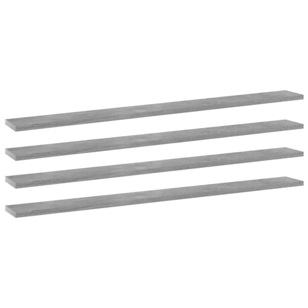 vidaXL boghylder 4 stk. 100x10x1,5 cm spånplade betongrå