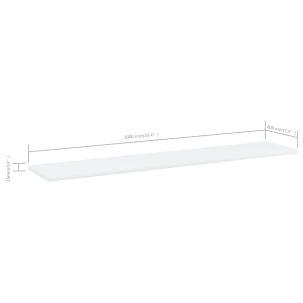 vidaXL Kirjahyllytasot 4 kpl valkoinen 100x20x1,5 cm lastulevy