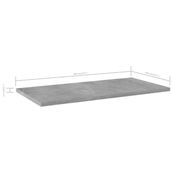 vidaXL boghylder 4 stk. 60x30x1,5 cm spånplade betongrå
