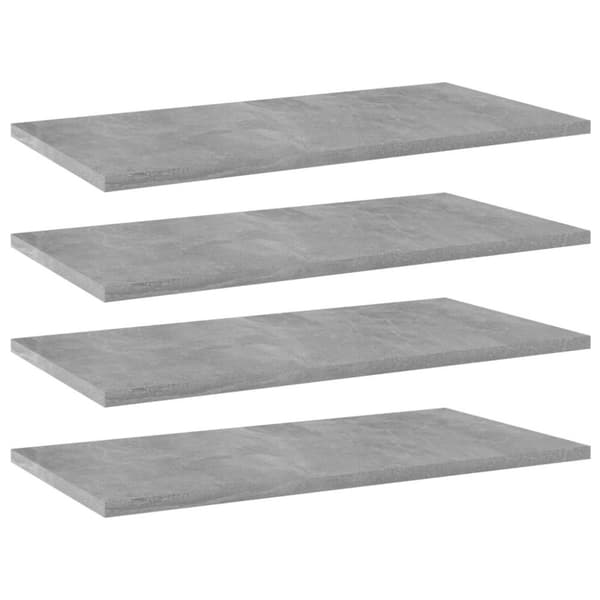 vidaXL boghylder 4 stk. 60x30x1,5 cm spånplade betongrå
