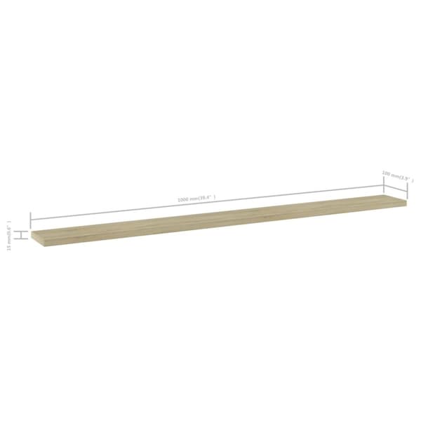 vidaXL boghylder 4 stk. 100x10x1,5 cm spånplade sonoma-eg