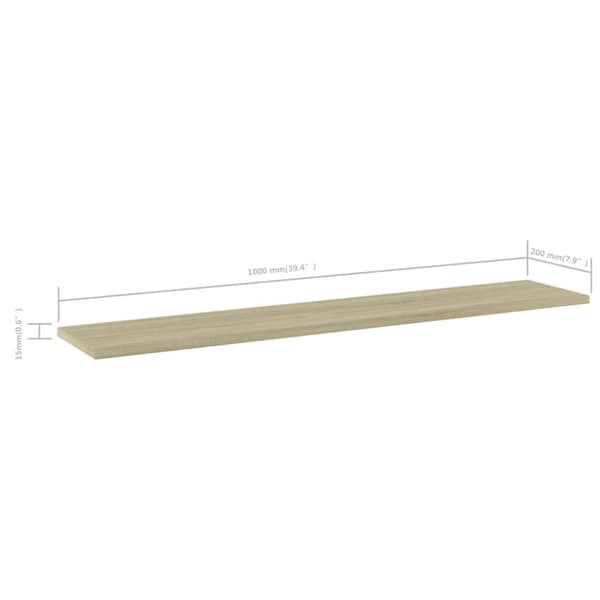 vidaXL Kirjahyllytasot 4 kpl Sonoma tammi 100x20x1,5 cm lastulevy