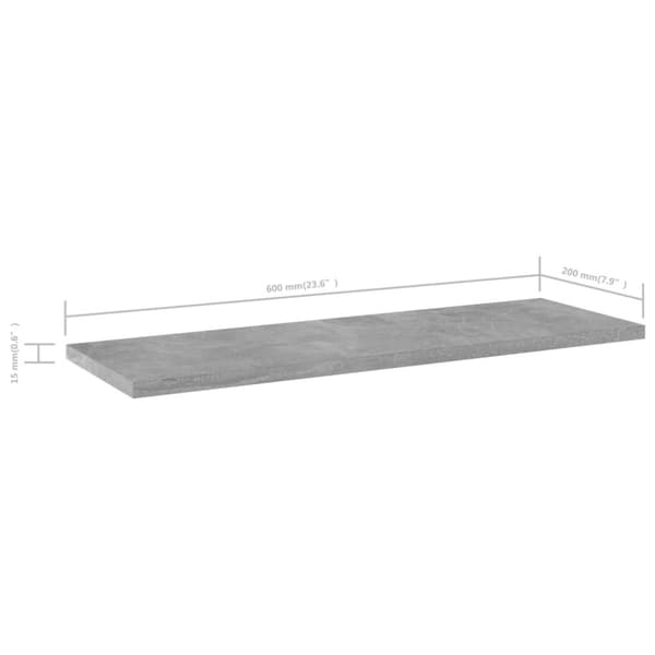 vidaXL Kirjahyllytasot 4 kpl betoninharmaa 60x20x1,5 cm lastulevy