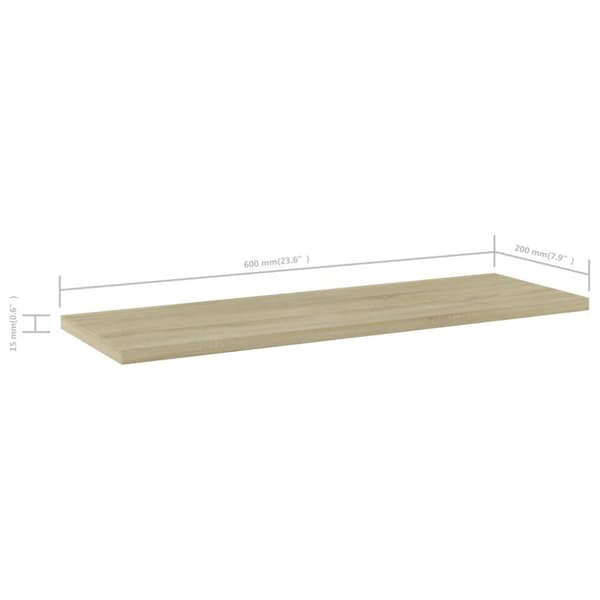 vidaXL Kirjahyllytasot 4 kpl Sonoma tammi 60x20x1,5 cm lastulevy