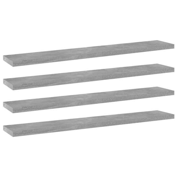 vidaXL boghylder 4 stk. 60x10x1,5 cm spånplade betongrå
