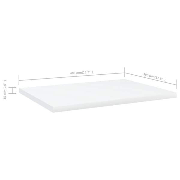 vidaXL Hyllplan 4 st vit 40x30x1,5 cm spånskiva