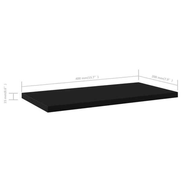 vidaXL Hyllplan 4 st svart 40x20x1,5 cm spånskiva