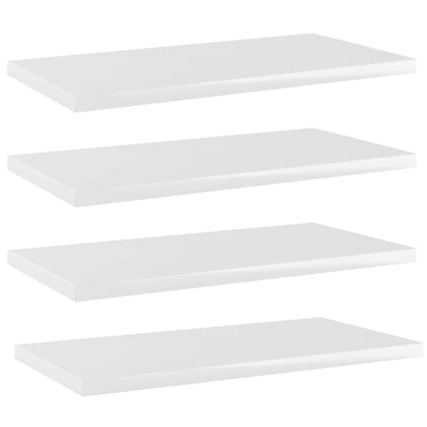 vidaXL boghylder 4 stk. 40x20x1,5 cm spånplade hvid højglans