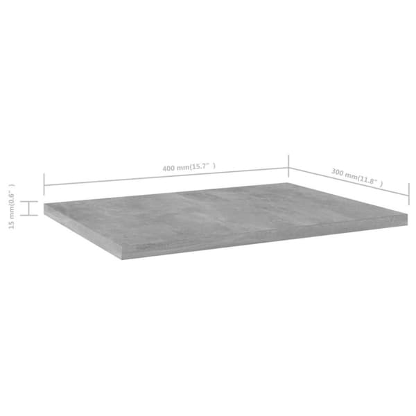 vidaXL boghylder 4 stk. 40x30x1,5 cm spånplade betongrå