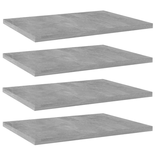 vidaXL boghylder 4 stk. 40x30x1,5 cm spånplade betongrå
